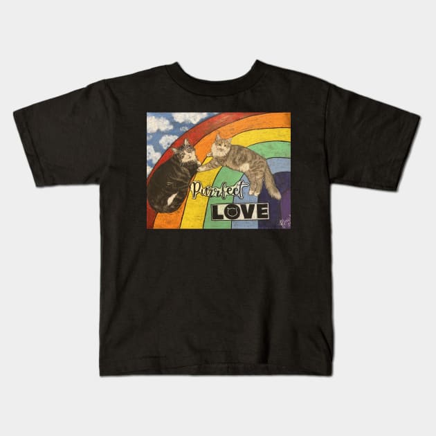 Purrrfect love Kids T-Shirt by Artladyjen